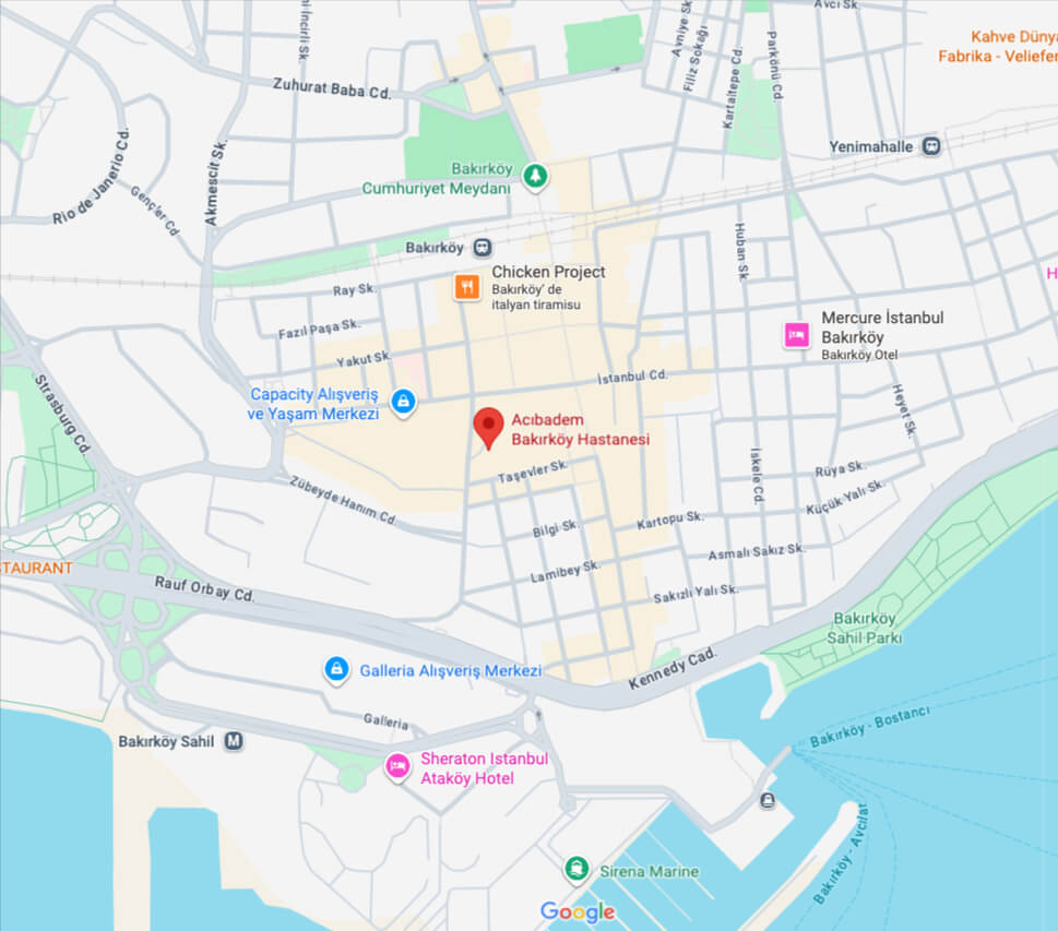 Bakırköy hastaneleri ve alışveriş merkezleri haritası